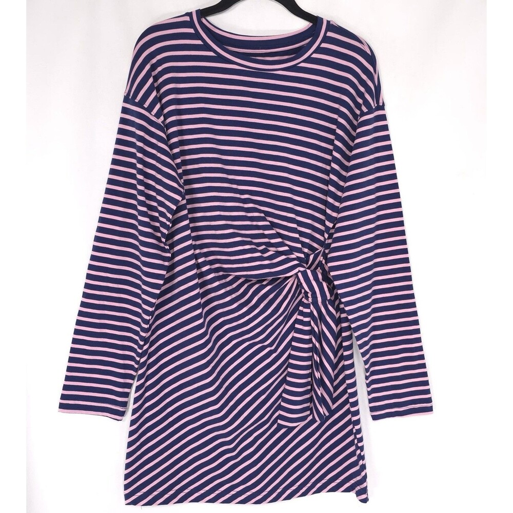 ANTHROPOLOGIE Daily Practice Wrap Mini Dress SMALL Striped‎ Long Sleeve Pullover